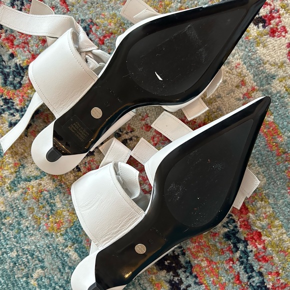 Proenza Schouler White Leather Pointed Toe Tie Up Ballet Flat - Picture 4 of 4